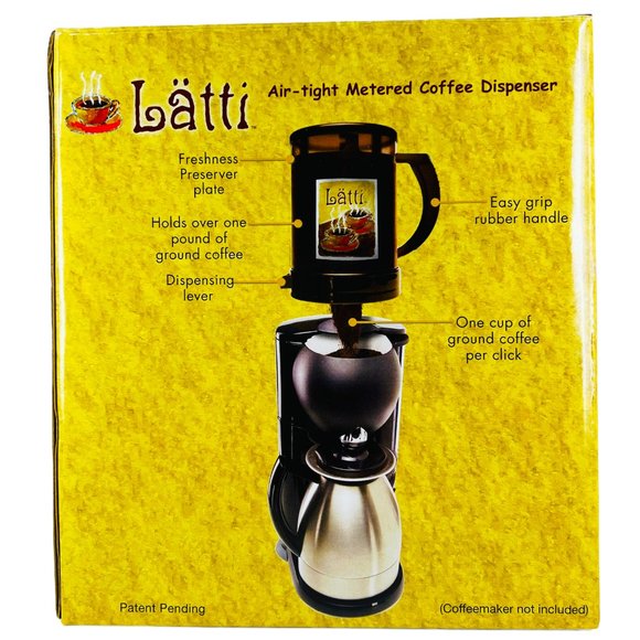 Latti Air-Tight Metering Coffee Dispenser 16oz Canister Keeps Grounds Fresh - Picture 4 of 10